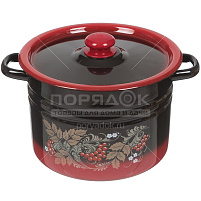 Кастрюля эмаль 8л С1620.38 красно-черная с декором Сибирские товары