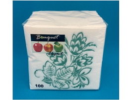 Салфетки 100л. Bouguet Elegant Зеленый цветок