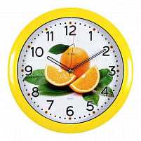 Часы настенные "21 Век" 29*29 6026-228 Апельсин желтые круглые