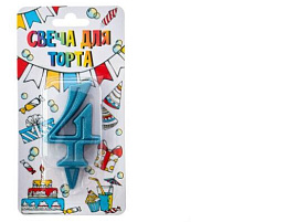Свеча-цифра "4" Грация бирюза Ч46415