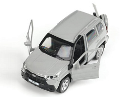 Машина металлическая NIVATRAVEL-12-SRGY-WOD LADA NIVA travel 12 см, двери, инер,серый, кор.