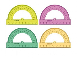 Транспортир 10см ТР11/110 флюор прозр.4цв.