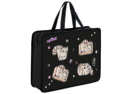 Папка для тетрадей А4 ЮНЛАНДИЯ 274486 "Box cats", с ручками, 1 отделение, пластик, 80 мм