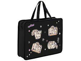 Папка для тетрадей А4 ЮНЛАНДИЯ 274486 "Box cats", с ручками, 1 отделение, пластик, 80 мм