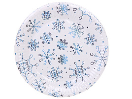 Тарелка бумажная 18см 893-211 Снежные искры (10шт)