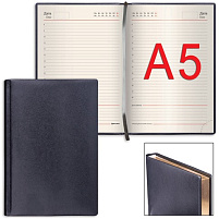 Ежедневник А5 BRAUBERG 125089 недат. "Iguana", под зм.кожу,160л.,черн, крем.блок, зол.срез