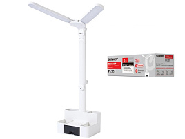 Лампа настольная офисная SONNEN PT-201 беспроводная, органайзер, USB, LED, 5 Вт, 3 режима, белый, 238781