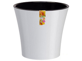 Кашпо цветочное 0,6л Арте 049087 бело-черный с/п