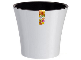 Кашпо цветочное 0,6л Арте 049087 бело-черный с/п