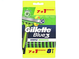 Станок для бритья Gillette BLUE Simpli 3 8шт.Сенситив одноразовые 9721