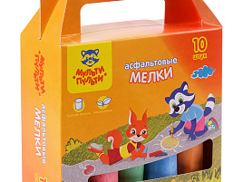 Набор мелков асфальт. 10шт., 5цв., цветные Мульти-Пульти АМ_31723, круглые картонная коробка