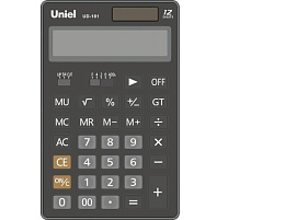 Калькулятор Uniel настольный UD-181 12 разрядный, двойное питание, 176х110х24