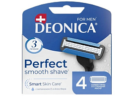 Кассеты для бритья Deonica мужские сменные 3 лезвия 4 шт совместимы со станком Mach3