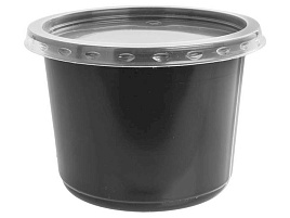 Одноразовый контейнер 0,35л(108*82 )+крышка черный К115