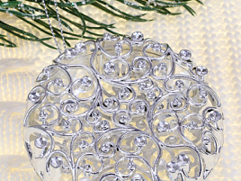 Подвеска пластик Шарик серебро 10см НУ-5124