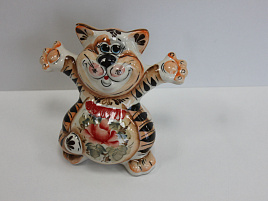 Сувенир Гжель Кот Добряк цвет.