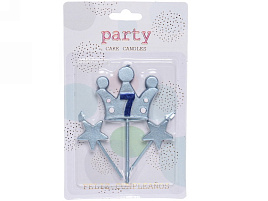 Свеча-цифра "7" Король желаний голубая 112-487