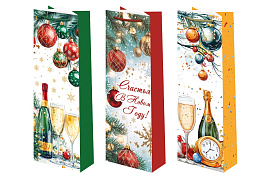 НГ Упаковочная сумочка 12*36 Новый год ч54939 под бутылку