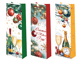 НГ Упаковочная сумочка 12*36 Новый год ч54939 под бутылку