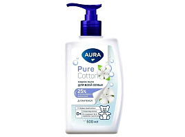 Мыло жидкое Aura 450мл. Pure Cotton для всей семьи дозатор