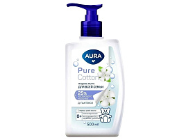 Мыло жидкое Aura 450мл. Pure Cotton для всей семьи дозатор