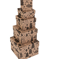 НГ Набор коробок 5в1 Елочки КОР-2008 (12*12*9-6*6*3)