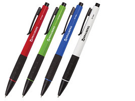 Ручка Brauberg 140588 синяя автом. цв. корп. асс.толщ. письм.0,7мм резин.держ.