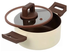 Кастрюля литой алюминий 1,9л Y4-11699/0632 Daniks Caramel индукция, антиприг покрытие, стекл крышка
