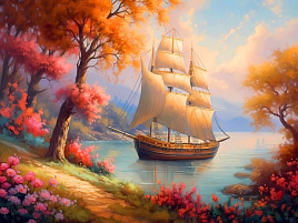 Алмазная мозаика 30*40 НД-6372 Цветущий берег