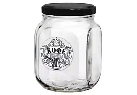 Банка для сыпучих стекло 650мл Кофе графика с мет.кр. 626-2525/6117