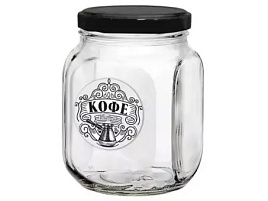 Банка для сыпучих стекло 650мл Кофе графика с мет.кр. 626-2525/6117