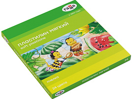 Пластилин 24цв. Пчелка 190820201 восковой мягкий 360г, со стеком, картон. упак.