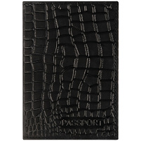 Обложка на паспорт OfficeSpace 339849 "Аллигатор", кожа, тиснение, черная