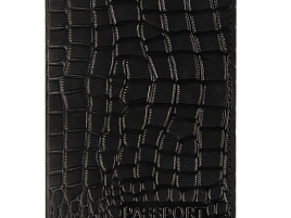 Обложка на паспорт OfficeSpace 339849 "Аллигатор", кожа, тиснение, черная