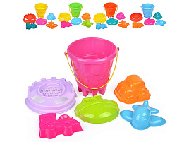 Песочный набор №8 НП08 ведерко, ситечко, 4шт формочки