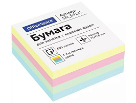 Блок самоклеящийся 76*76 OfficeSpace SN_54125 400л., 4 пастельных цвета