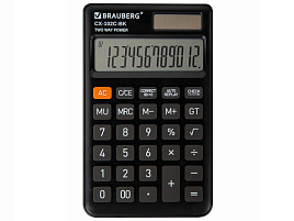 Калькулятор BRAUBERG 272647 карманный CX-102C-BK (76x126 мм), 12 разрядов, двойное питание, ЧЕРНЫЙ