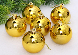 Набор шаров 6см 201-1705 глянец золото 6шт