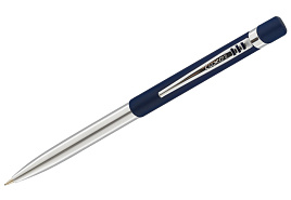 Ручка Luxor 2036/box "Gemini" синяя, 0,7 мм, корпус синий/хром, кнопочный механизм, футляр