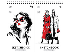 Скетчбук BG СА540гр_58922 "Fashion", 40л.,105*195, на гребне, 120г/м2