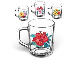 Кружка стекло 200мл 07с1335 Гибискус микс