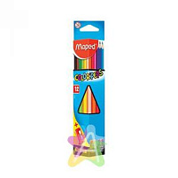 Карандаши цветные 12цв. Maped 183213 с точилкой, трехгран., заточен., картон. упак., европодвес