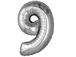 Шар надувной Цифра 9 серебро аг759356 81см
