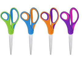 Ножницы 18см. Berlingo DNn_17709 "Fuze" эргономичные ручки, ассорти, европодвес