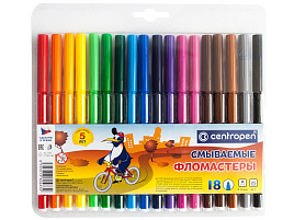 Фломастеры 18цв. Centropen 7790 1885 "Washable", смываемые, блистер