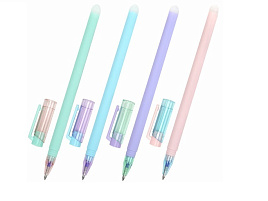 Ручка Пиши-Cтирай ЮНЛАНДИЯ 143654 гелевая "Лимонад", СИНЯЯ, прорезиненный корпус ассорти, узел 0,5 мм