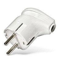 Вилка электр.угловая с/з белая 250В А105/3996