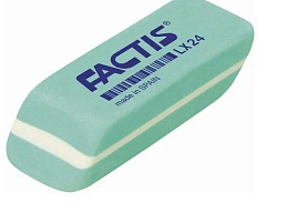Ластик FACTIS LX24 55х20х12 мм, зеленый, прямоугольный, скошенные края, мягкий