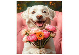 Алмазная мозаика 40*50 НД-1280 Радостный лабрадор