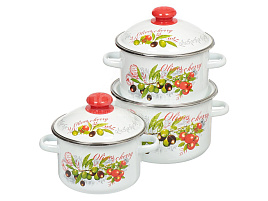 Набор кастрюль эмаль 3пр (2+3+4л) Оливки/Черри Сибирские товары N15B93